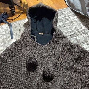 Lined wool winter poncho